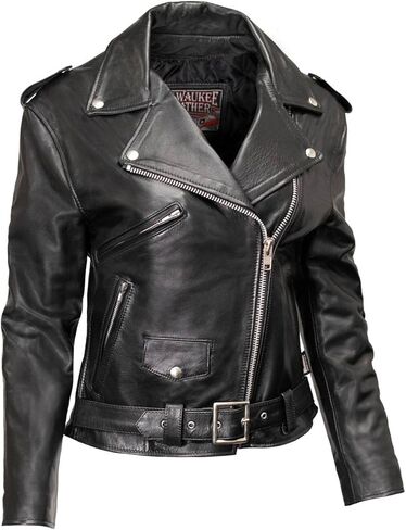 Milwaukee Leather USA MADE MLJKL5004 Women's Black The Flaunt Premium Classic Motorcycle Style Leather Jacket in Kuwait