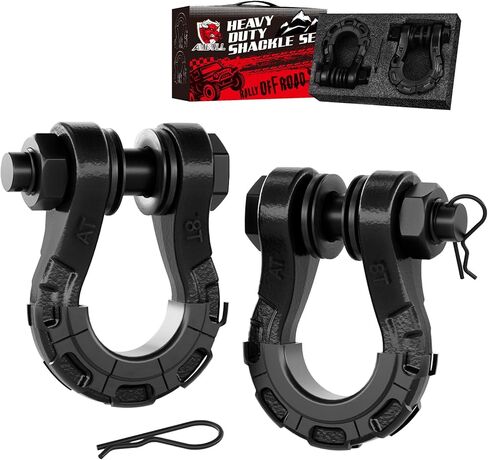 Shackles Upgrade 3/4" D Ring Shackle (2 Pack) 70,000 lbs Break Strength with 7/8" Pin, Isolator and Washer Kits for Use with Tow Strap, Winch, Off-Road Truck Vehicle Recovery, Red in Kuwait