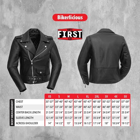 First Mfg Co - Bikerlicious - سترة جلدية سوداء للسيدات لركوب الدراجات النارية in Kuwait