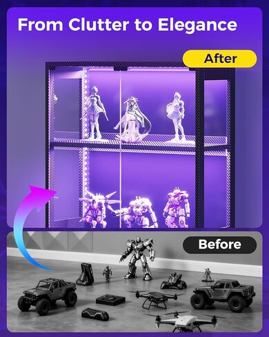 حافظة عرض AODK مع مصابيح RGB، وخزانة عرض من 4 طبقات مع أبواب زجاجية وأرفف تخزين، ورف خزانة عرض زجاجي للمقتنيات، وخزانة تحف سوداء لغرفة الألعاب in Kuwait