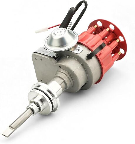 MAS Ignition Distributor w/Cap & Rotor 1131811 Compatible with Chrysler Dodge Plymouth V8 273 318 340 360 R2R Two Wire Installation Red Cap in Kuwait