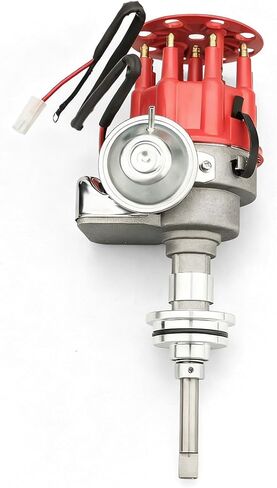 MAS Ignition Distributor w/Cap & Rotor 1131811 Compatible with Chrysler Dodge Plymouth V8 273 318 340 360 R2R Two Wire Installation Red Cap in Kuwait
