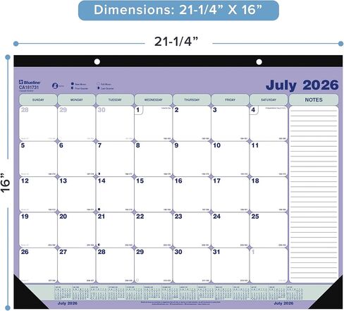 تقويم لوحة المكتب الأكاديمي الشهري من Blueline®، 13 شهرًا، من يوليو 2026 إلى يوليو 2027، 21.25 بوصة × 16 بوصة (CA181731) in Kuwait