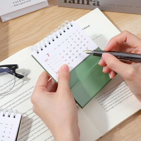 Tyqour Small Desk Calendar 2026 Mini Desk Calendar Cute Standing Flip Desktop Calendar 2026 Metal Ring Binding, Compact Size for Home Office School (Green) in Kuwait