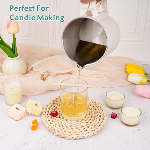 Wax Melter Kit for Candle Making, 1.8L 60OZ Large Candle Melting Pot, DIY Candle Making Supplies for Woman, Included Candle Wicks, Wick Stickers, Centering Device, Stirring Spoon, Mothers Day Gifts in Saudi Arabia