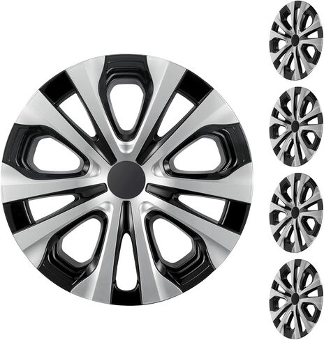 15 Inch Hubcaps Compatible with Toyota 2016-2022 Prius & 2017-2020 Prius Prime & 2020-2024 Corolla Hybrid Factory Alloy Wheel, Snap-On Wheel Covers, Set of 4 (Silver & Black) in Kuwait