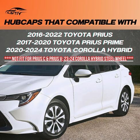 15 Inch Hubcaps Compatible with Toyota 2016-2022 Prius & 2017-2020 Prius Prime & 2020-2024 Corolla Hybrid Factory Alloy Wheel, Snap-On Wheel Covers, Set of 4 (Silver & Black) in Kuwait