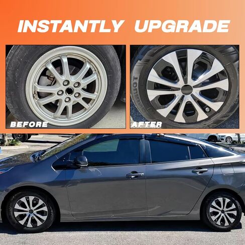 15 Inch Hubcaps Compatible with Toyota 2016-2022 Prius & 2017-2020 Prius Prime & 2020-2024 Corolla Hybrid Factory Alloy Wheel, Snap-On Wheel Covers, Set of 4 (Silver & Black) in Kuwait