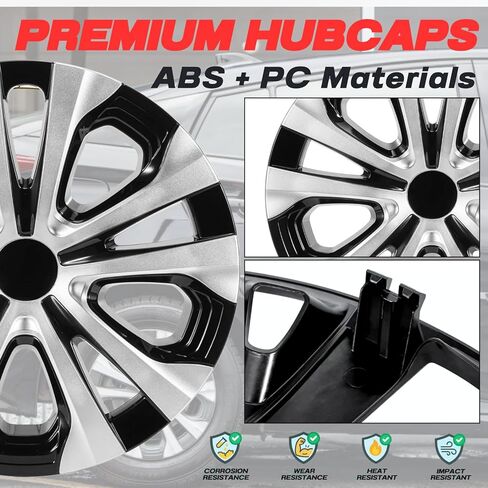 15 Inch Hubcaps Compatible with Toyota 2016-2022 Prius & 2017-2020 Prius Prime & 2020-2024 Corolla Hybrid Factory Alloy Wheel, Snap-On Wheel Covers, Set of 4 (Silver & Black) in Kuwait
