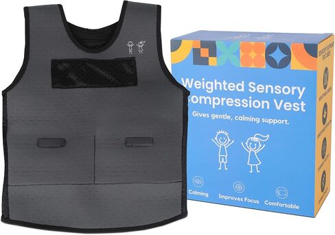 Weighted Compression Vest for Kids – Adjustable Sensory Vest with Removable Weights – Breathable Mesh Lining – Comfortable Fit for Home and Classroom in Saudi Arabia