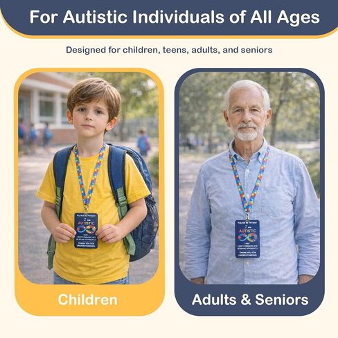 Autism Safety Tag Card with Loop Fastener Strips, Fashionable Lanyards for ID Badges, Cute Puzzle Badge Reel Retractable, Tag for Travel Communication (Pack of 3 Sets) in Saudi Arabia