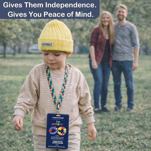 Autism Safety Tag Card with Loop Fastener Strips, Fashionable Lanyards for ID Badges, Cute Puzzle Badge Reel Retractable, Tag for Travel Communication (Pack of 3 Sets) in Saudi Arabia