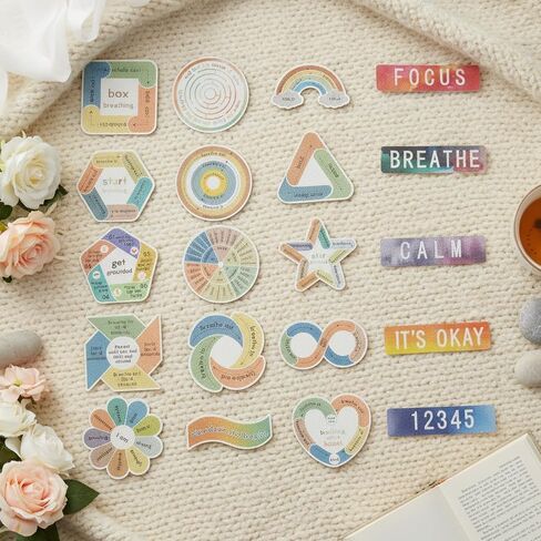 20PCS Sensory Stickers for Anxiety Relief & Mindfulness,Boho Breathing Calm Strips & Textured Fidget Stickers for Mood,Desk Fidget Tools for Classroom, Office & Mental Health in Saudi Arabia