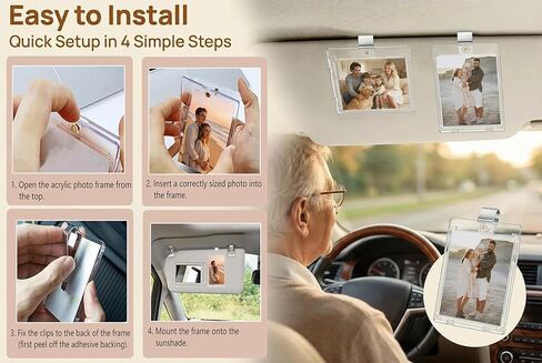 4-Pack Magnetic Car Picture Holder for Visor Acrylic Frames with Secure Clips Display 2.4x3.5in Photos Sun Visor Clip Decor Personalized Memorial Gifts for Family, Mom, Dad, Couple, Pet in Saudi Arabia