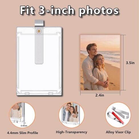 4-Pack Magnetic Car Picture Holder for Visor Acrylic Frames with Secure Clips Display 2.4x3.5in Photos Sun Visor Clip Decor Personalized Memorial Gifts for Family, Mom, Dad, Couple, Pet in Saudi Arabia
