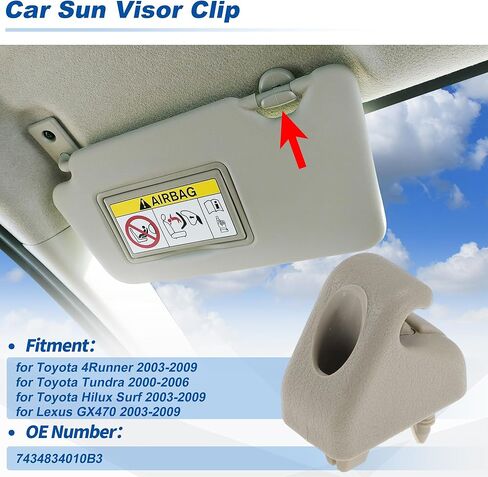 مشبك حاجب الشمس لسيارة Toyota 4Runner 2003-2009 لسيارة Toyota Tundra 2000-2006 لسيارة Toyota Hilux Surf 2003-2009 مشبك داخلي لحاجب الشمس بيج رقم 7434834010B3 in Kuwait