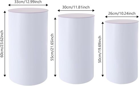 Cylinder Pedestal Stands 3 Pcs White Pedestal Display Plinth Pillars for Party 72.75 Lbs Round Cylinder Tables Cake Stands for Birthday Parties (Clear) in Saudi Arabia