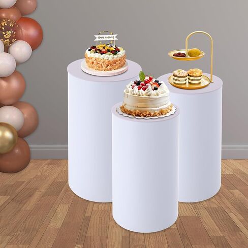 Cylinder Pedestal Stands 3 Pcs White Pedestal Display Plinth Pillars for Party 72.75 Lbs Round Cylinder Tables Cake Stands for Birthday Parties (Clear) in Saudi Arabia