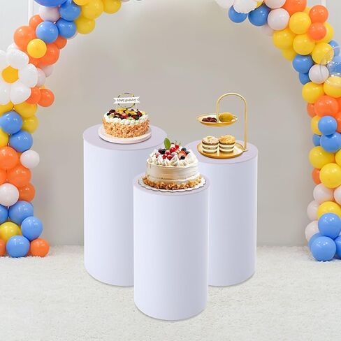 Cylinder Pedestal Stands 3 Pcs White Pedestal Display Plinth Pillars for Party 72.75 Lbs Round Cylinder Tables Cake Stands for Birthday Parties (Clear) in Saudi Arabia