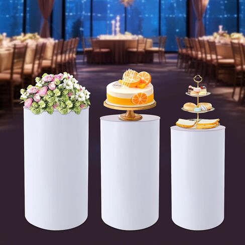 Cylinder Pedestal Stands 3 Pcs White Pedestal Display Plinth Pillars for Party 72.75 Lbs Round Cylinder Tables Cake Stands for Birthday Parties (Clear) in Saudi Arabia