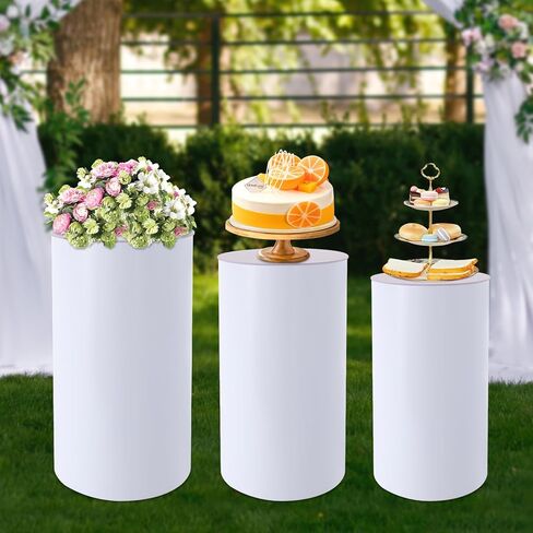 Cylinder Pedestal Stands 3 Pcs White Pedestal Display Plinth Pillars for Party 72.75 Lbs Round Cylinder Tables Cake Stands for Birthday Parties (Clear) in Saudi Arabia