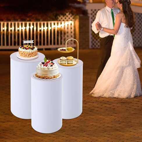 Cylinder Pedestal Stands 3 Pcs White Pedestal Display Plinth Pillars for Party 72.75 Lbs Round Cylinder Tables Cake Stands for Birthday Parties (Clear) in Saudi Arabia