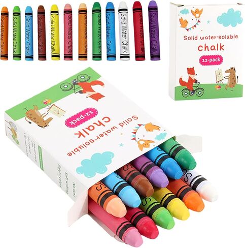 12pcs Water-soluble Dustless Chalk Washable Erasable Solid Chalk for Teachers Writing Drawing Board Accessories in Kuwait