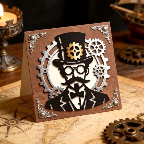 قوالب قطع معدنية من MAYJOYDIY Steampunk Gear استنسل هيكل ميكانيكي مملوء بالعتاد، قالب نقش سمكة الفراشة المحترم يموت من أجل صناعة بطاقات ورقية يدوية لتزيين ألبوم القصاصات in Kuwait