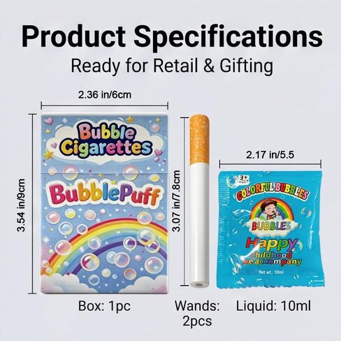 Colorful Bubble Puff Sticks - Novelty Stress-Relief Blower Toy for Adults & Teens, Fun Party Favors, Creative Relaxation Tool with Bubble Solution in Saudi Arabia