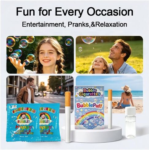 Colorful Bubble Puff Sticks - Novelty Stress-Relief Blower Toy for Adults & Teens, Fun Party Favors, Creative Relaxation Tool with Bubble Solution in Saudi Arabia