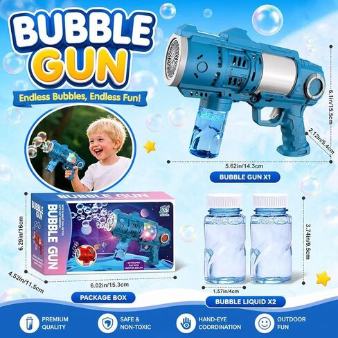 Kids Bubble Gun Automatic Bubble Blaster for Toddlers 8-12 Outdoor Party Toy 20 Hole Bubble Maker Wedding Easter Party Outdoor Bubble Toys in Kuwait