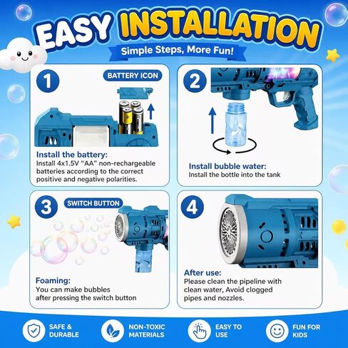 Kids Bubble Gun Automatic Bubble Blaster for Toddlers 8-12 Outdoor Party Toy 20 Hole Bubble Maker Wedding Easter Party Outdoor Bubble Toys in Kuwait
