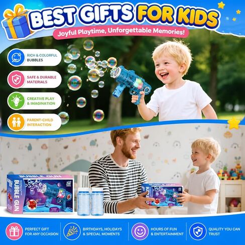 Kids Bubble Gun Automatic Bubble Blaster for Toddlers 8-12 Outdoor Party Toy 20 Hole Bubble Maker Wedding Easter Party Outdoor Bubble Toys in Kuwait