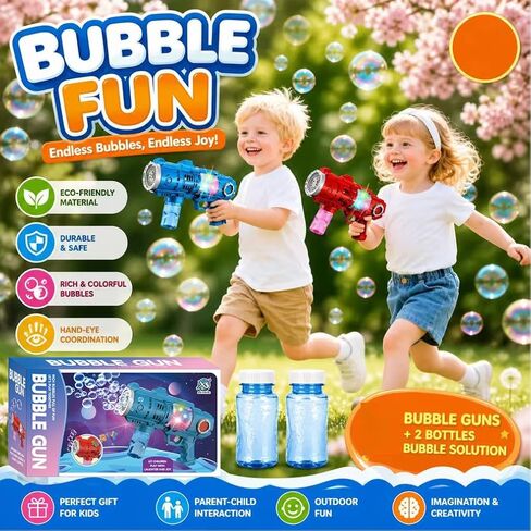 Kids Bubble Gun Automatic Bubble Blaster for Toddlers 8-12 Outdoor Party Toy 20 Hole Bubble Maker Wedding Easter Party Outdoor Bubble Toys in Kuwait