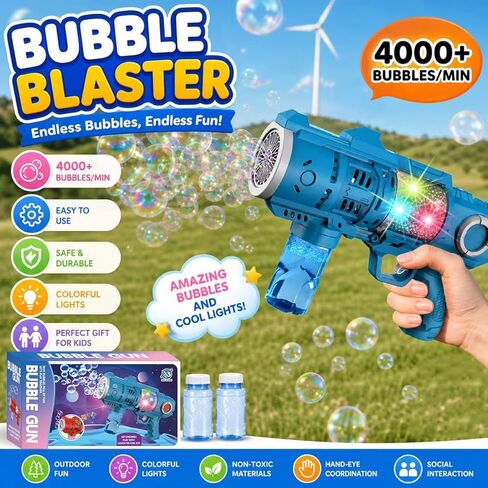 Kids Bubble Gun Automatic Bubble Blaster for Toddlers 8-12 Outdoor Party Toy 20 Hole Bubble Maker Wedding Easter Party Outdoor Bubble Toys in Kuwait