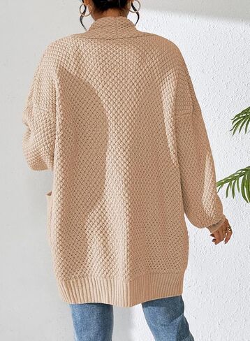 Pink Queen Women 2025 Fall Oversized Sweaters Cardigan Lantern Sleeve Chunky Knit Outwear Coats with Pockets in Saudi Arabia