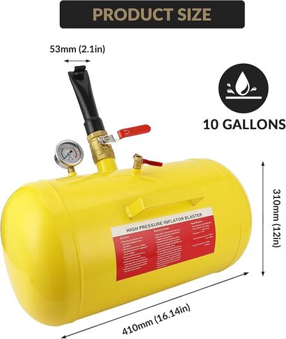 10 Gallon Tire Bead Seater Air Tank with Gauge, Heavy Duty Bead Blaster Tire Inflator for Car, Truck, ATV, Tractor, RV – Portable Air Bead Seater Tank for Fast Tire Inflation in Kuwait
