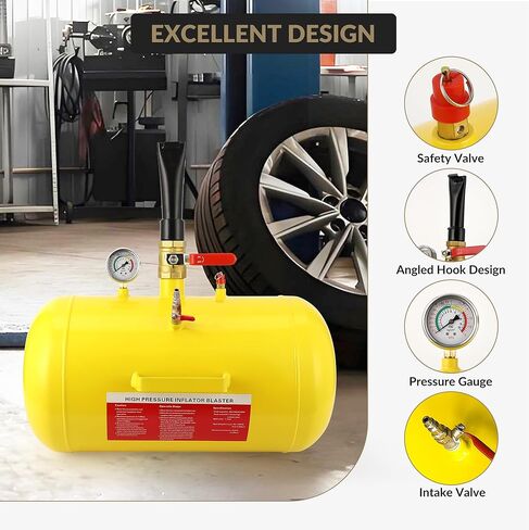 10 Gallon Tire Bead Seater Air Tank with Gauge, Heavy Duty Bead Blaster Tire Inflator for Car, Truck, ATV, Tractor, RV – Portable Air Bead Seater Tank for Fast Tire Inflation in Kuwait