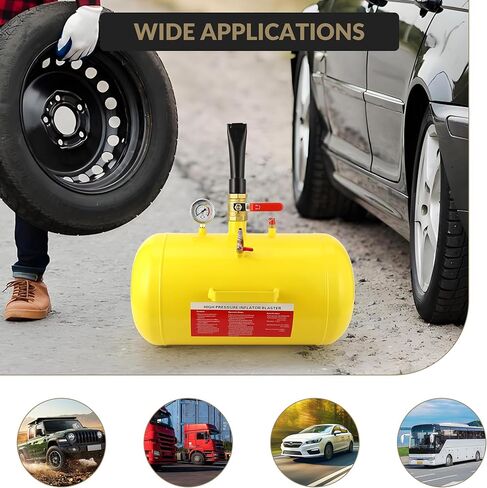 10 Gallon Tire Bead Seater Air Tank with Gauge, Heavy Duty Bead Blaster Tire Inflator for Car, Truck, ATV, Tractor, RV – Portable Air Bead Seater Tank for Fast Tire Inflation in Kuwait