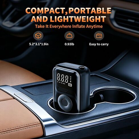 RPEE Tire Inflator Portable Air Compressor, 60s Fast Inflation 150PSI Cordless Car Tire Pump for Car Tires, Motorcycle, Bike & Balls, Rechargeable Air Pump with Digital Pressure Gauge, LED Light in Saudi Arabia