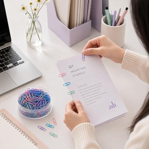 Colored Paper Clips, 500 Count, 29mm Standard Size, Assorted Colors, Smooth Coated Metal, Strong Hold, Boxed for Easy Organization in Saudi Arabia