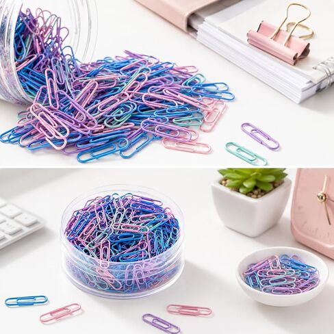 Colored Paper Clips, 500 Count, 29mm Standard Size, Assorted Colors, Smooth Coated Metal, Strong Hold, Boxed for Easy Organization in Saudi Arabia