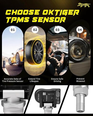 Oktiger 315MHz TPMS Sensor Pre-Programmed Directly Fit for Nissan Leaf 2013-2017, Sentra 2013-2019, Versa 2013-2019, Versa Note 2015-2017, Tire Pressure Monitoring Sensor 4PCS OE#407003AN1A in Kuwait