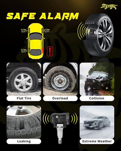 Oktiger 315MHz TPMS Sensor Pre-Programmed Directly Fit for Nissan Leaf 2013-2017, Sentra 2013-2019, Versa 2013-2019, Versa Note 2015-2017, Tire Pressure Monitoring Sensor 4PCS OE#407003AN1A in Kuwait