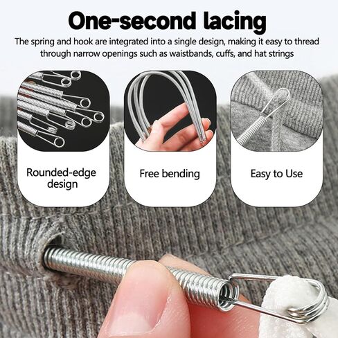 Rope Threader with Spring, 2 Pcs Adjustable Sewing Tool for Elastic Waistbands, Ribbon and Fabric Threader, DIY Home Craft Tool, Multi-Purpose Threading Accessory in Kuwait