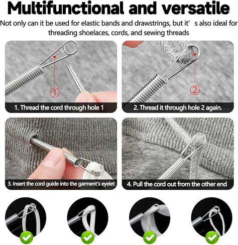 Rope Threader with Spring, 2 Pcs Adjustable Sewing Tool for Elastic Waistbands, Ribbon and Fabric Threader, DIY Home Craft Tool, Multi-Purpose Threading Accessory in Kuwait