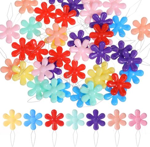 40Pcs Colorful Needle Threader Set, Flower Shape Embroidery Needle Threader Kit, Easy Threading Tool for Small Eyes, Sewing Accessories for Seniors/Arthritis Hands (Cute Color) in Kuwait