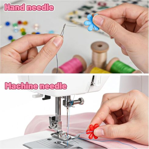 40Pcs Colorful Needle Threader Set, Flower Shape Embroidery Needle Threader Kit, Easy Threading Tool for Small Eyes, Sewing Accessories for Seniors/Arthritis Hands (Cute Color) in Kuwait