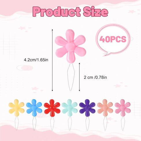 40Pcs Colorful Needle Threader Set, Flower Shape Embroidery Needle Threader Kit, Easy Threading Tool for Small Eyes, Sewing Accessories for Seniors/Arthritis Hands (Cute Color) in Kuwait