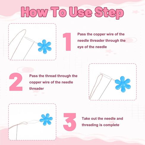 40Pcs Colorful Needle Threader Set, Flower Shape Embroidery Needle Threader Kit, Easy Threading Tool for Small Eyes, Sewing Accessories for Seniors/Arthritis Hands (Cute Color) in Kuwait